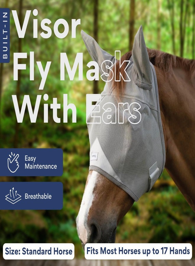 TUFFTEQ Horse Fly Mask with Ears - Built-in Visor - Breathable, Lightweight Mask - 95% UV Eye Protection - Adjustable Fit for Comfort Horse Medium/Large Size - Image 3